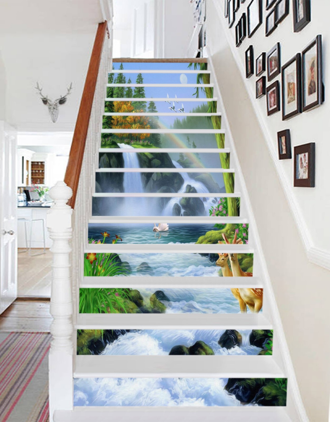 3D Rainbow Fawn AZ978 Stair Risers Decoration Mural Vinyl Wallpaper Kay