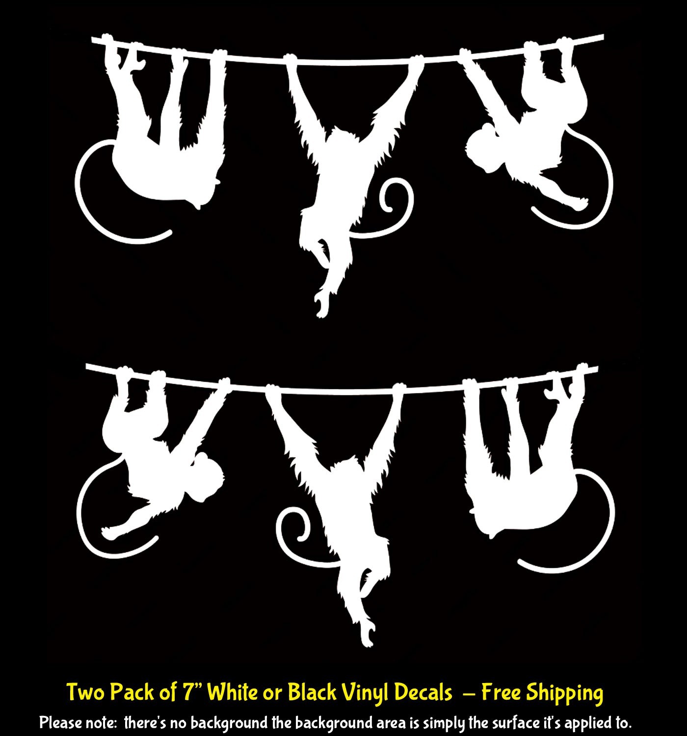 Three Monkeys Having Fun 7″ Vinyl Decals Car Window Any Flat Surface