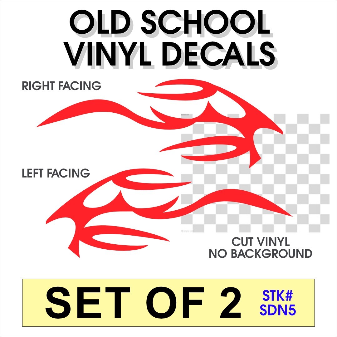 Vinyl Flowing Flame Decal Set of 2 Right Facing & Left Facing- STK# SDN5