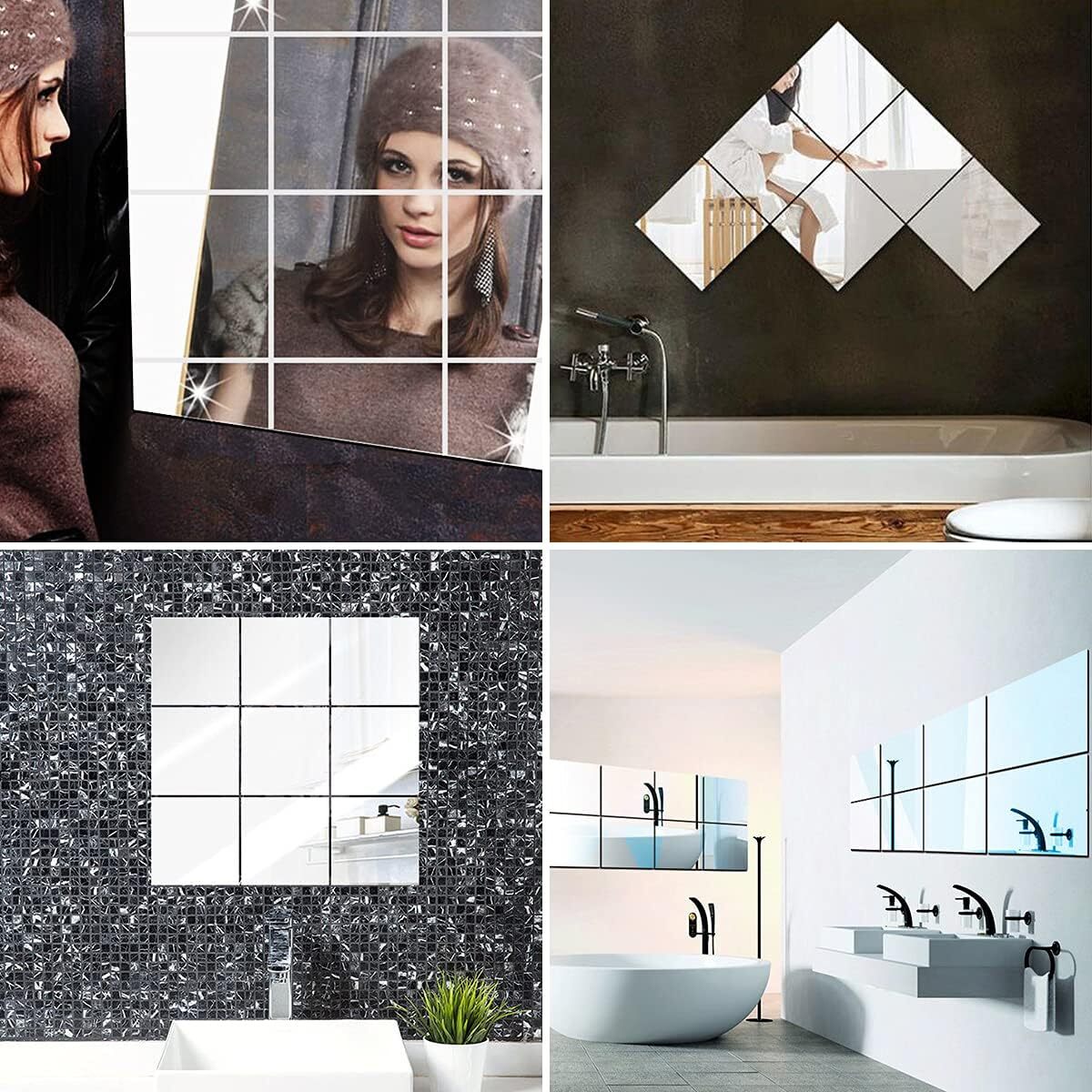 10 Pieces Flexible Mirror Sheets, Self Adhesive Decorative Plastic For