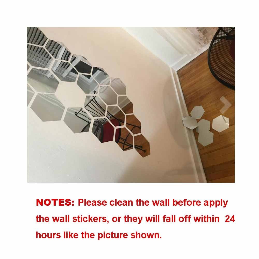 Hexagon Wall Decals, 12 PCS Large Removable Acrylic Mirror Wall Stickers for …