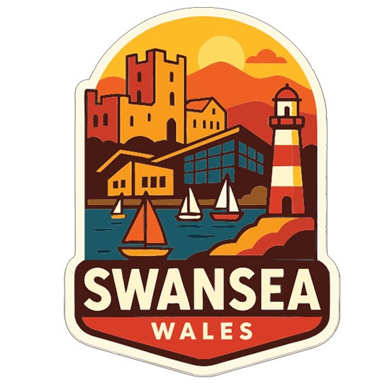 Swansea Wales Sticker Decal Vinyl Die-Cut City Skyline Landmark Design