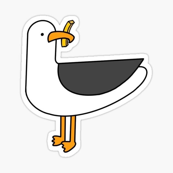 Seagull Stealing French Fries Beach Day Vinyl Decal Sticker for Laptop Phone