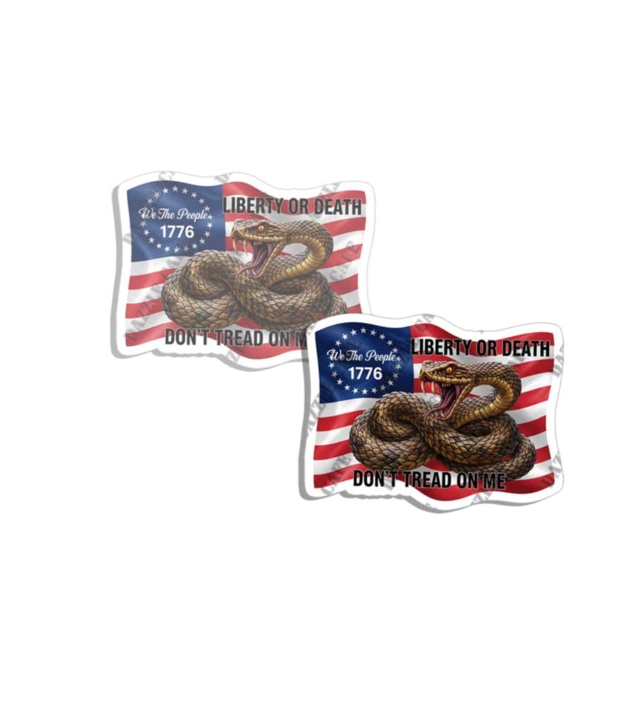 Dont Tread on Me Snake Sticker Red White and Blue Flag Decal Made in USA 2 PACK