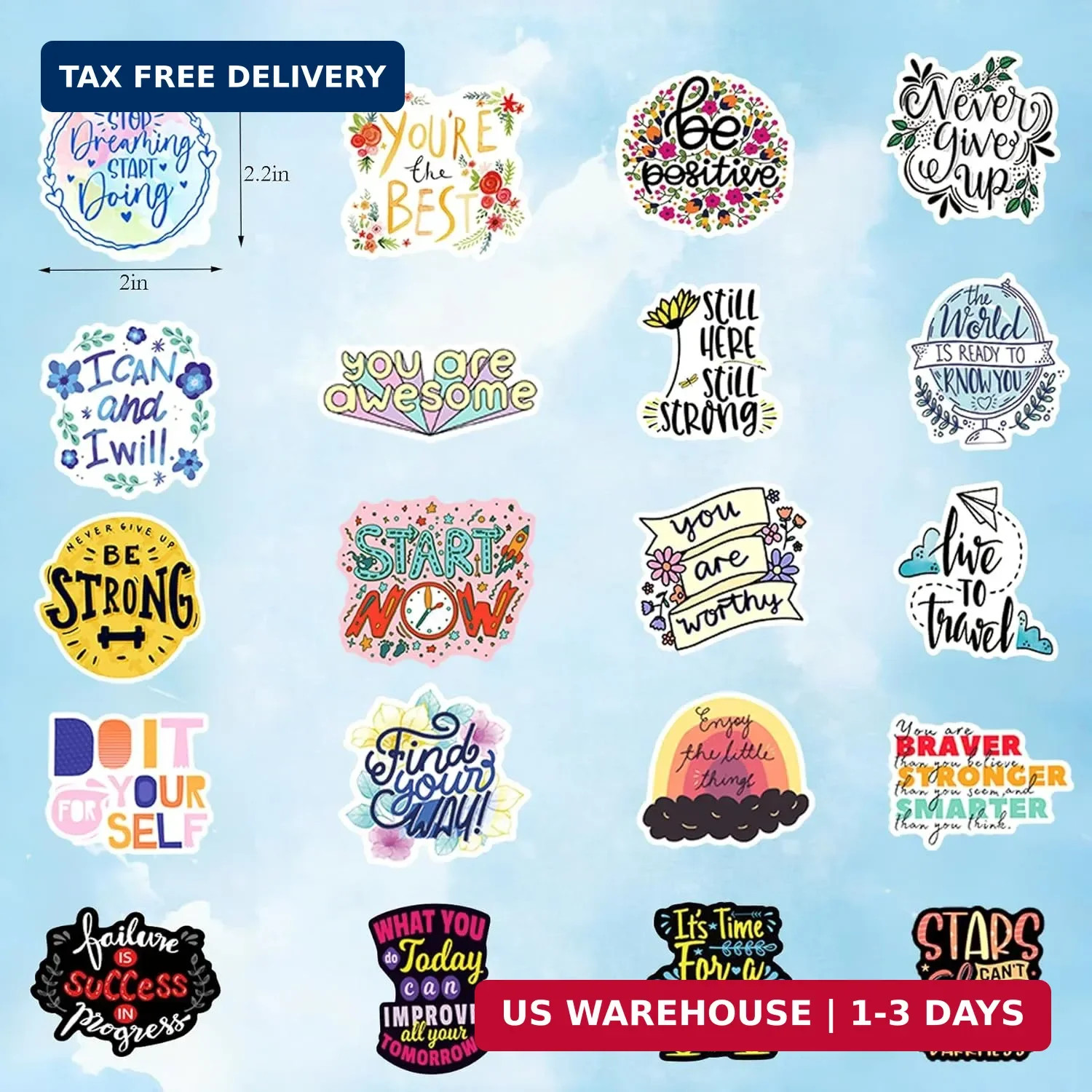 Inspirational Stickers for Adults Teens Kids, 100PCS Waterproof Motivational Wor