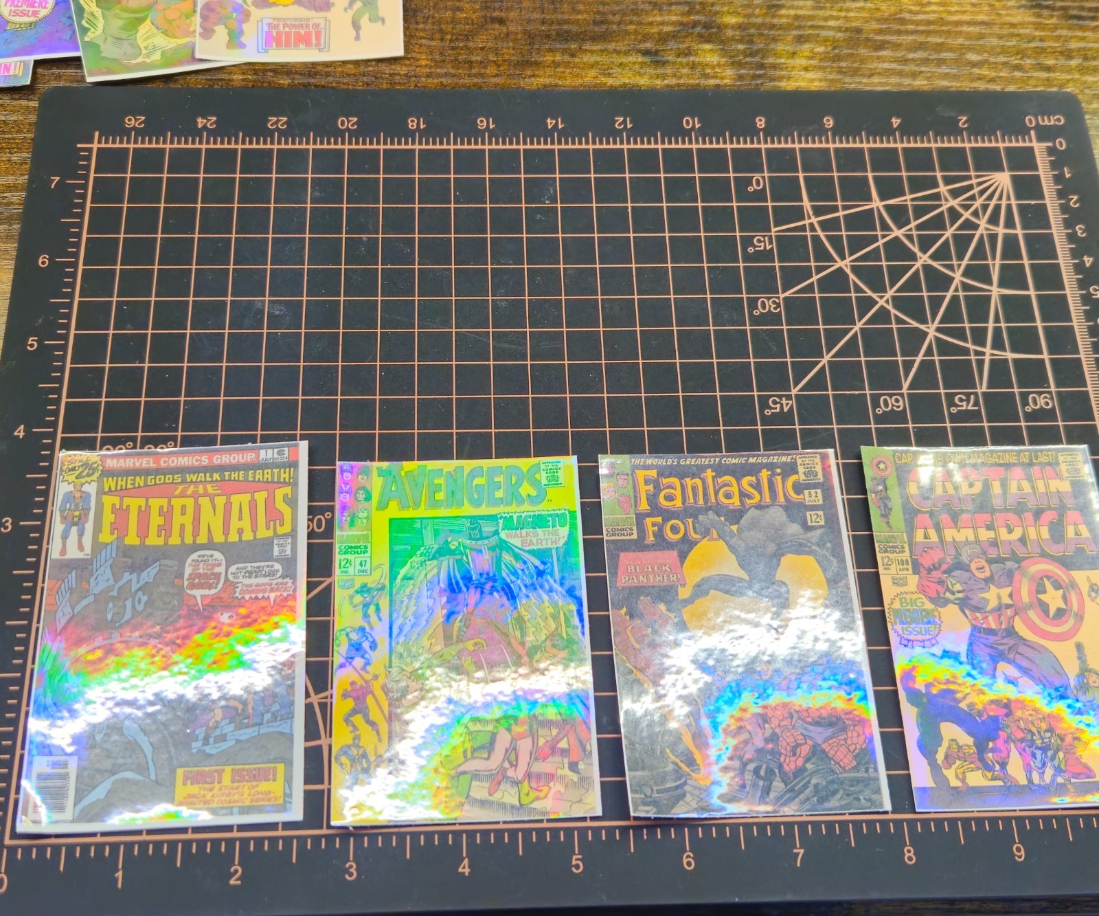 8 Retro comic book Holographic laminated vinyl stickers