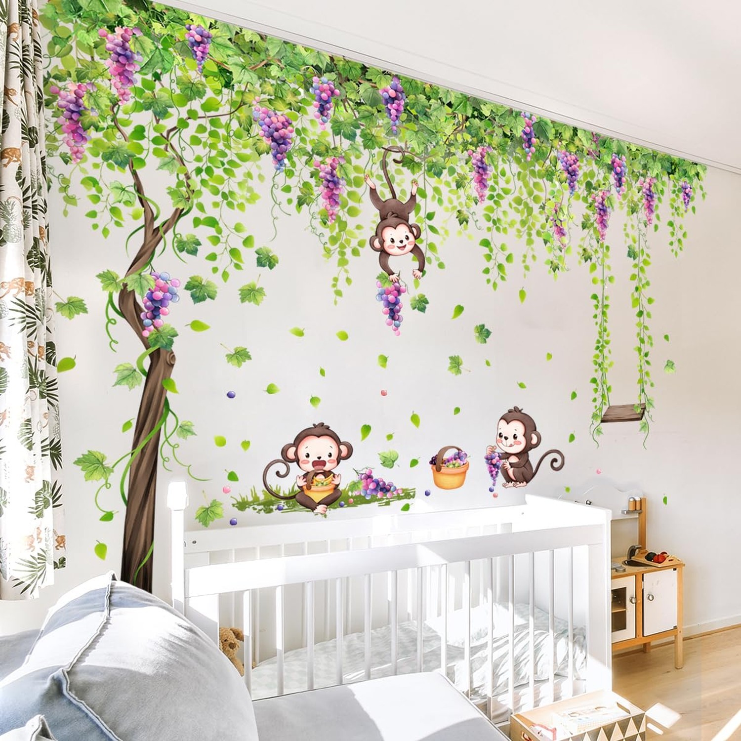 Large Tree Wall Decals Grapevine Wall Stickers 6 Sheets Hanging Vine Grape Fr…