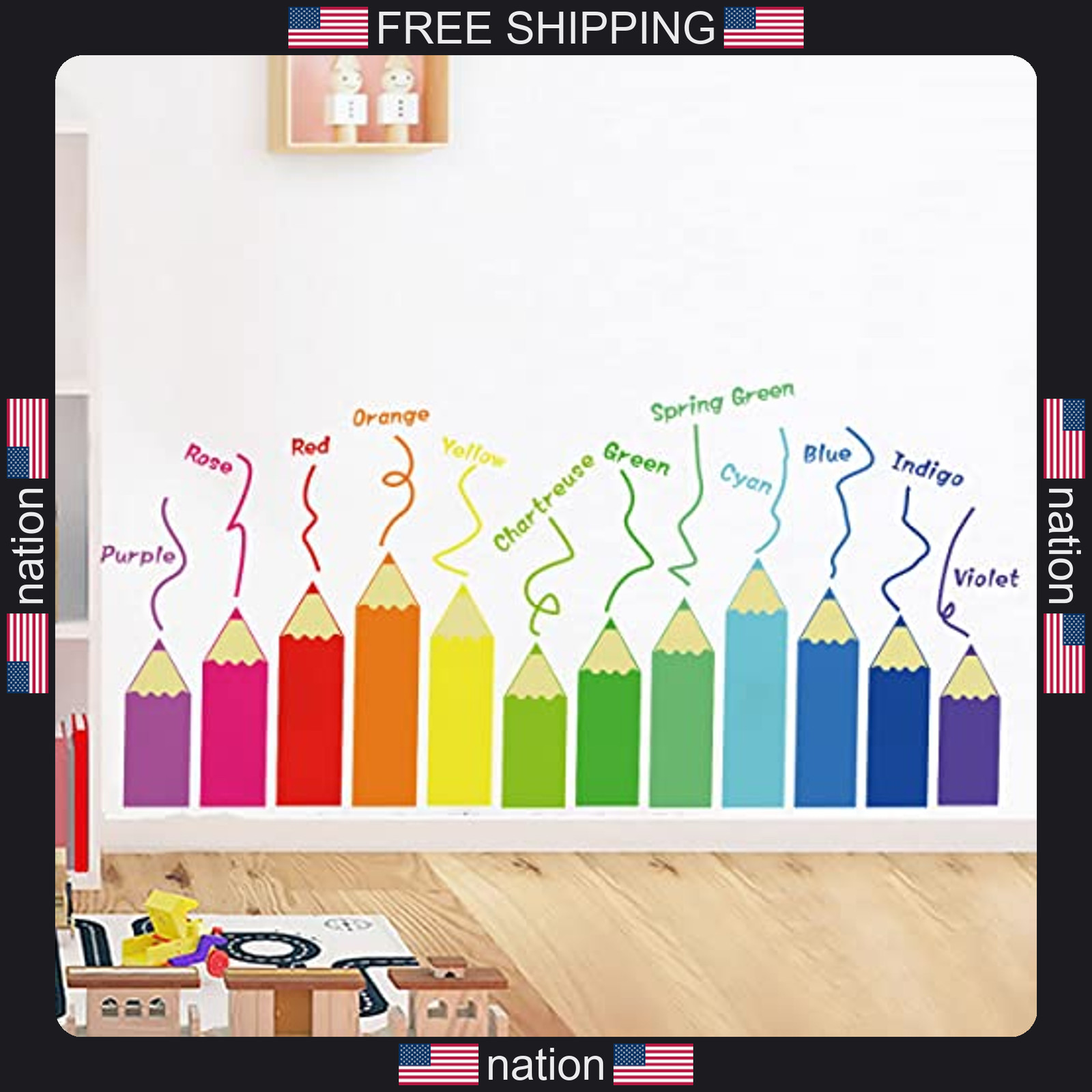 LOMILY Color Kids Educational Wall Decals Large, Learning Wall Stickers Peel