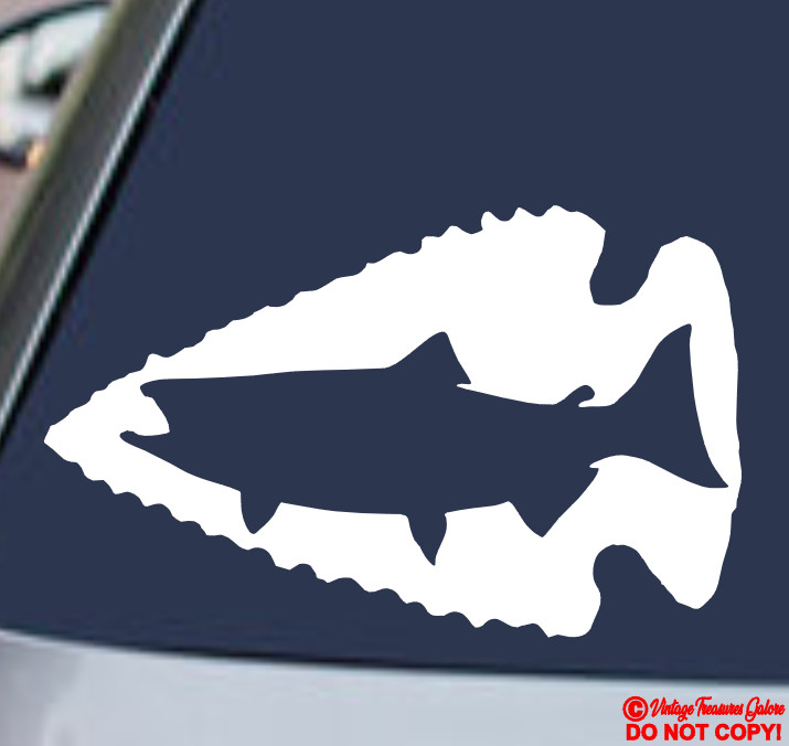 ARROWHEAD SALMON Vinyl Decal Sticker Window Bumper Native American Indian FISH