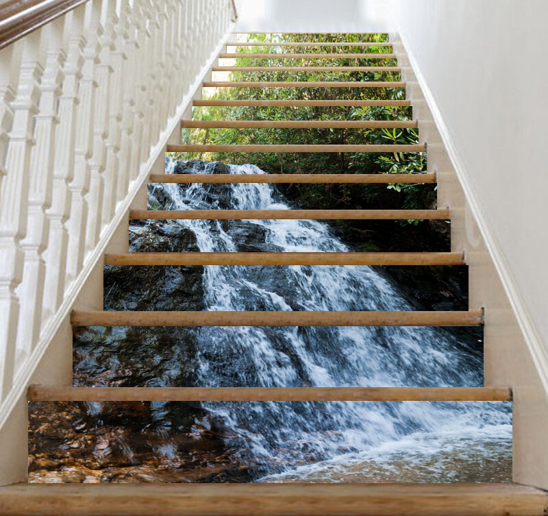 3D River Forest AZ219 Stair Risers Decoration Mural Vinyl Wallpaper Kay