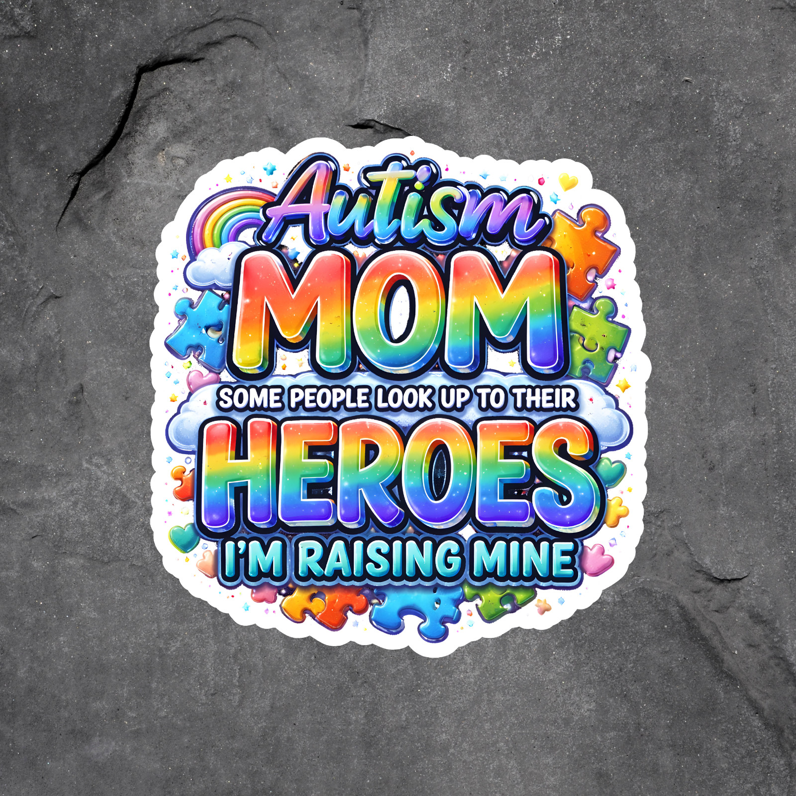Autism Mom Sticker Vinyl Decal Rainbow Puzzle Piece Special Needs Mama Gift