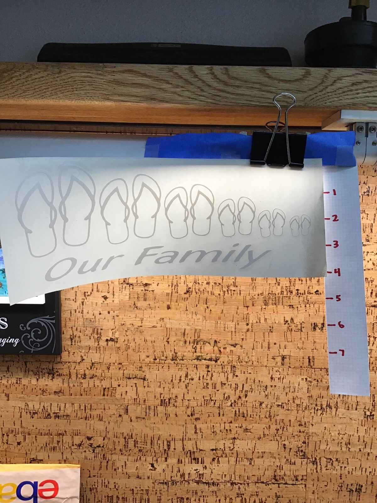 Our Family With Sandals- BIG – White – Vinyl Transfer Decal – Y7-1.46