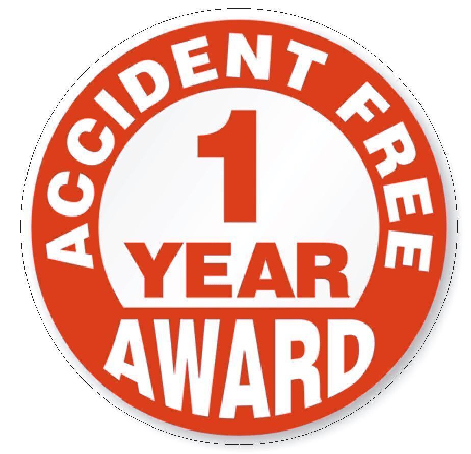 Accident Free 1 Year Award Hard Hat Sticker Decal