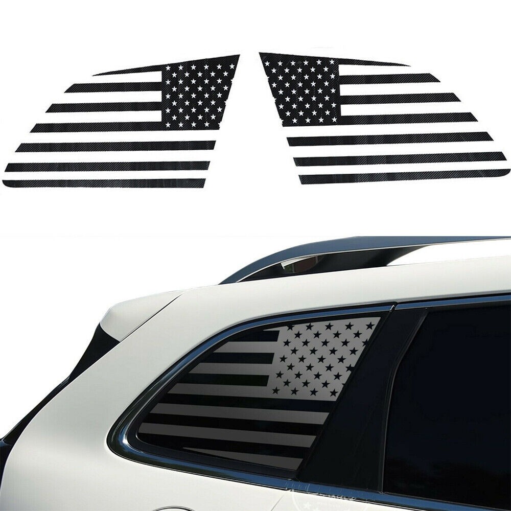 Carbon Fiber Rear Window Decor Trim Decals For Jeep Grand Cherokee 11+ USA Flag