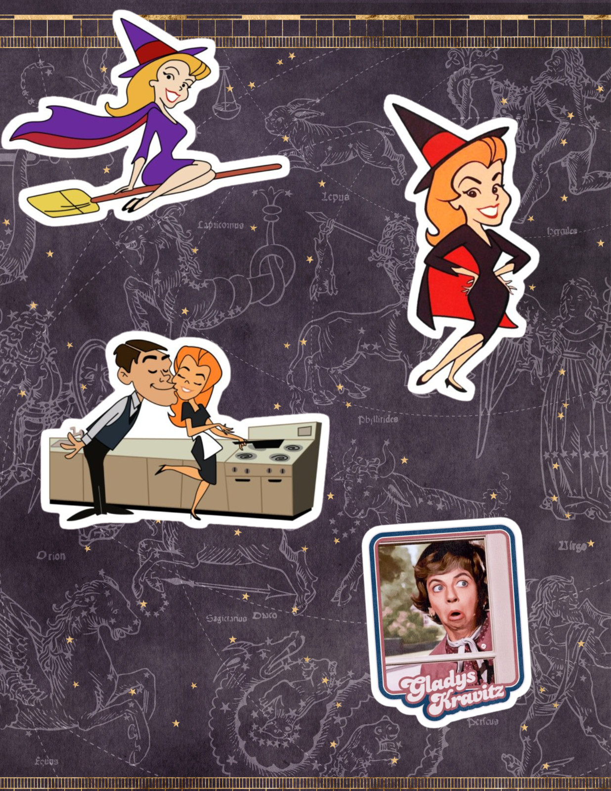 Bewtiched Retro TV 4pc Sticker Pack