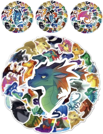 110 Pcs Waterproof Vinyl Kawaii Stickers – Wings of Fire Dragon Designs
