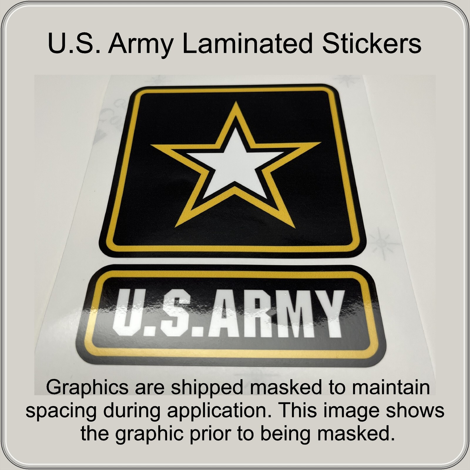 US ARMY Logo Laminated & Masked Stickers Choose from 3″, 4″, 5″, 6″ or 7″ Tall