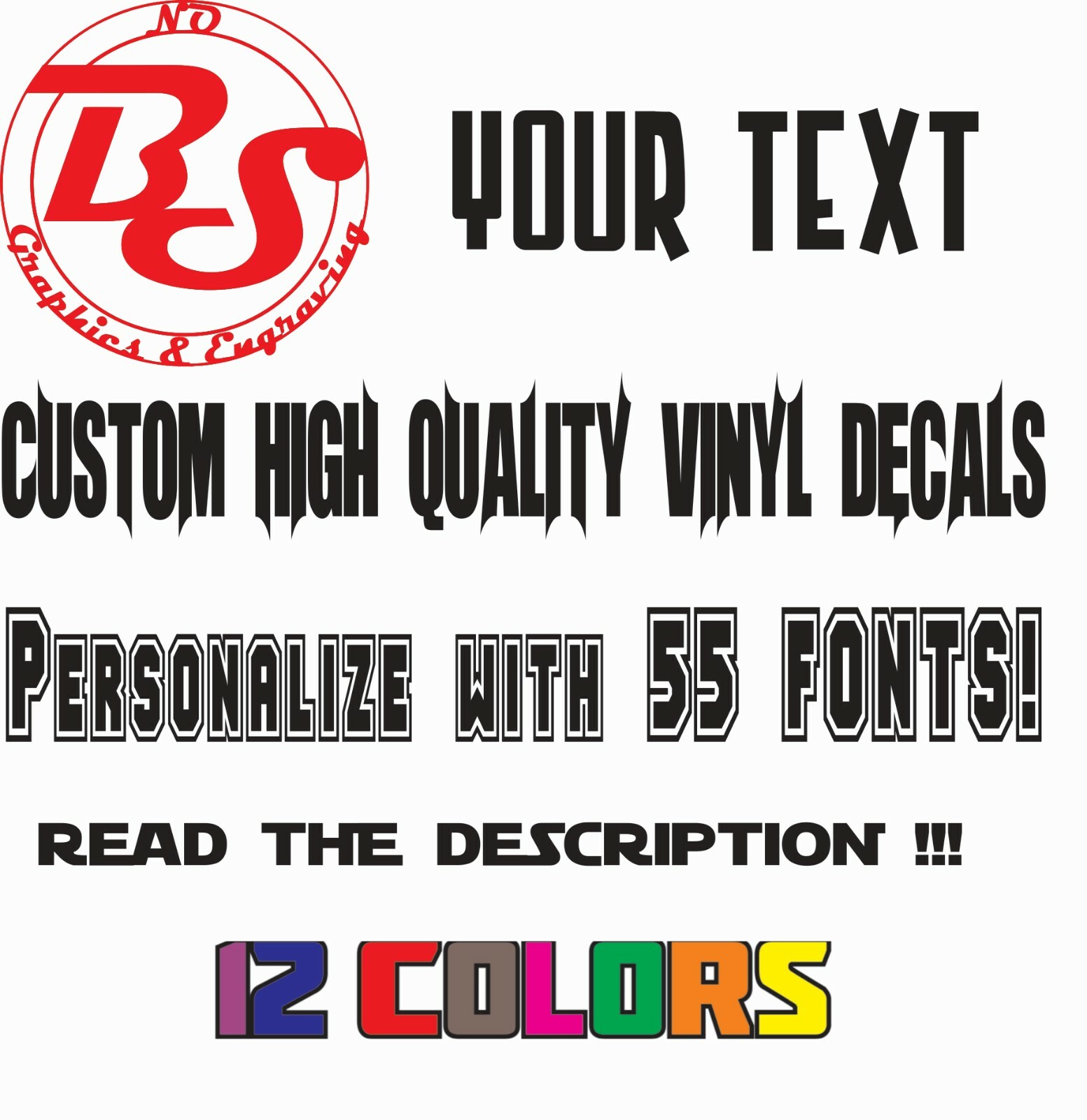 2-9″ Custom Personalized Name Vinyl Decal Sticker For Wall Window Car Decor noBS
