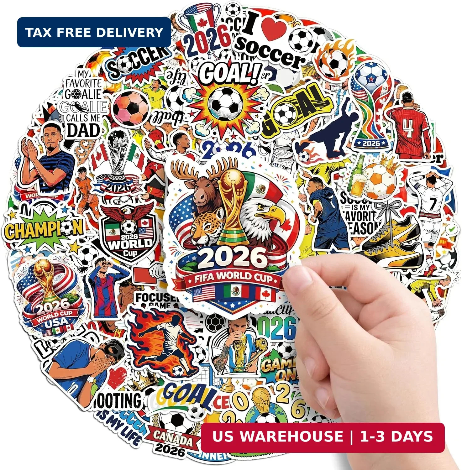 150Pcs Soccer Stickers Vinyl Waterproof Non-Repeating for Boys Girls Teens Adult