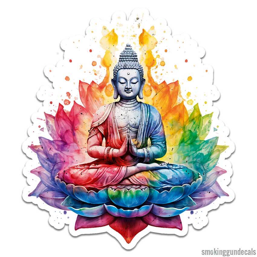 Buddha Lotus, Vinyl Decal Sticker, Indoor Outdoor, 3 Sizes, #12017