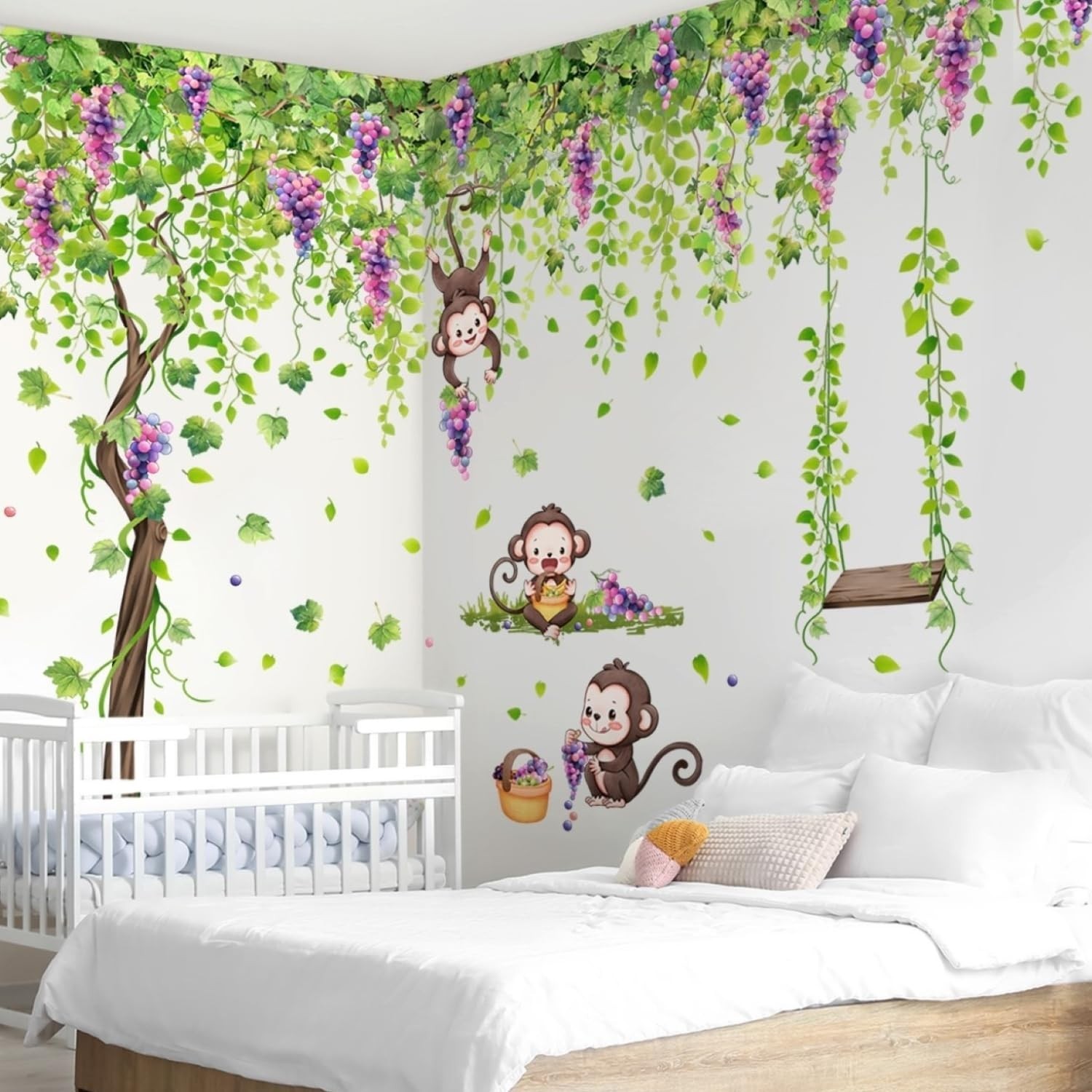 Large Tree Wall Decals Grapevine Wall Stickers 6 Sheets Hanging Vine Grape Fr…