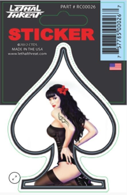NEW LETHAL THREAT ACE OF SPADES PIN-UP MINI DECAL STICKER 2.75″x3.5″ RC00026