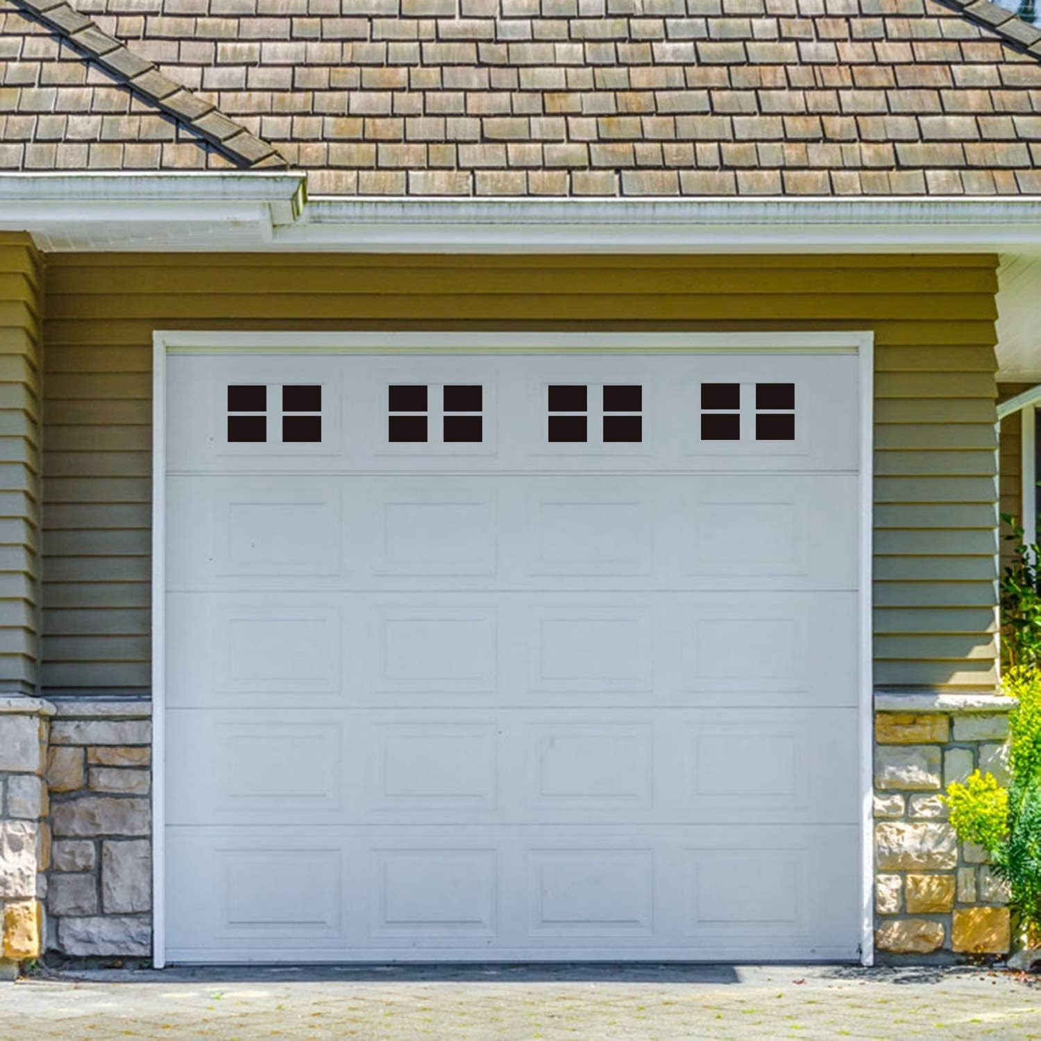 32 Packs 6 x 4 Inches Magnetic Panels Garage Doors Faux Black Window Decals