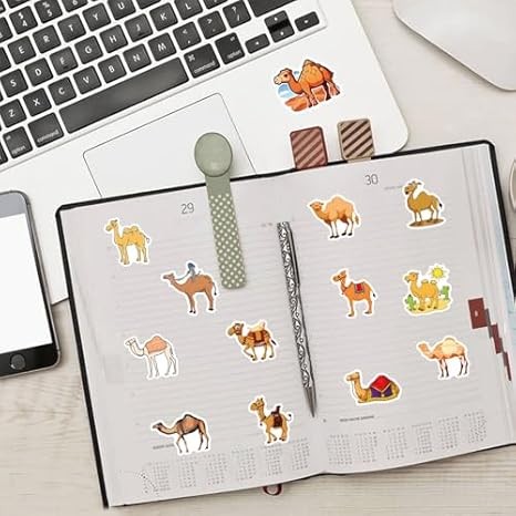 Cute 60pcs Camel Stickers – Vinyl Waterproof Decals for Laptop & Scrapbook
