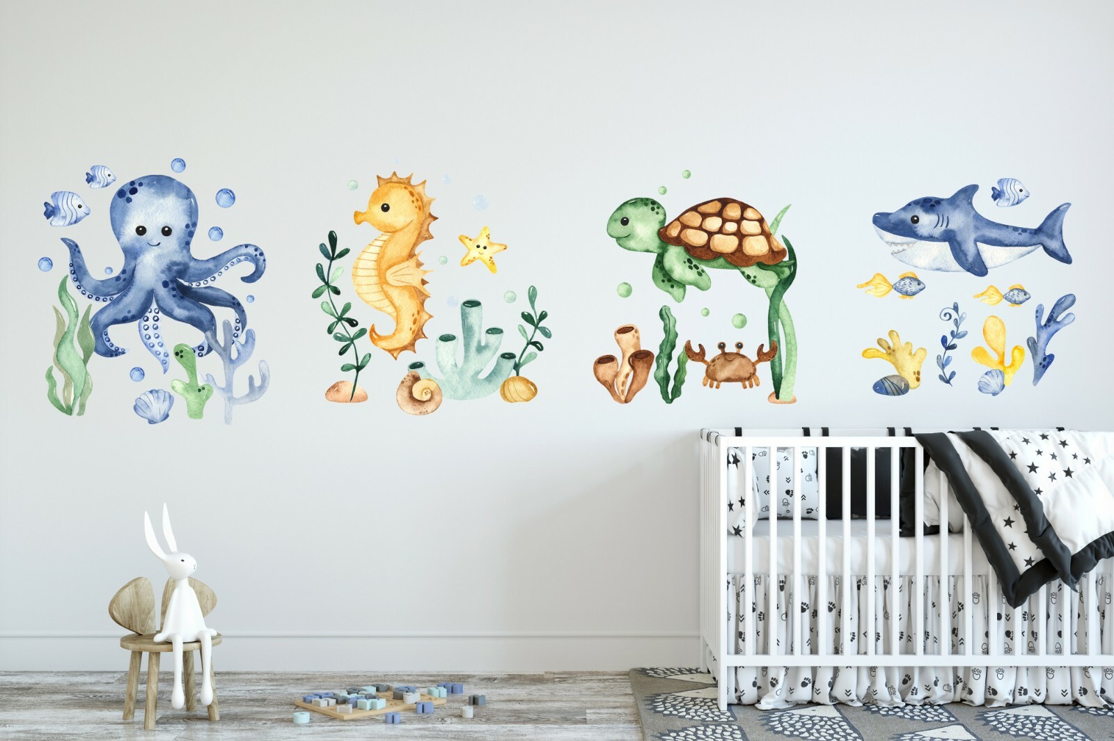 Baby Turtle Whale Marine Life Sea Horse Octopus Wall Decal Sticker Room Decor
