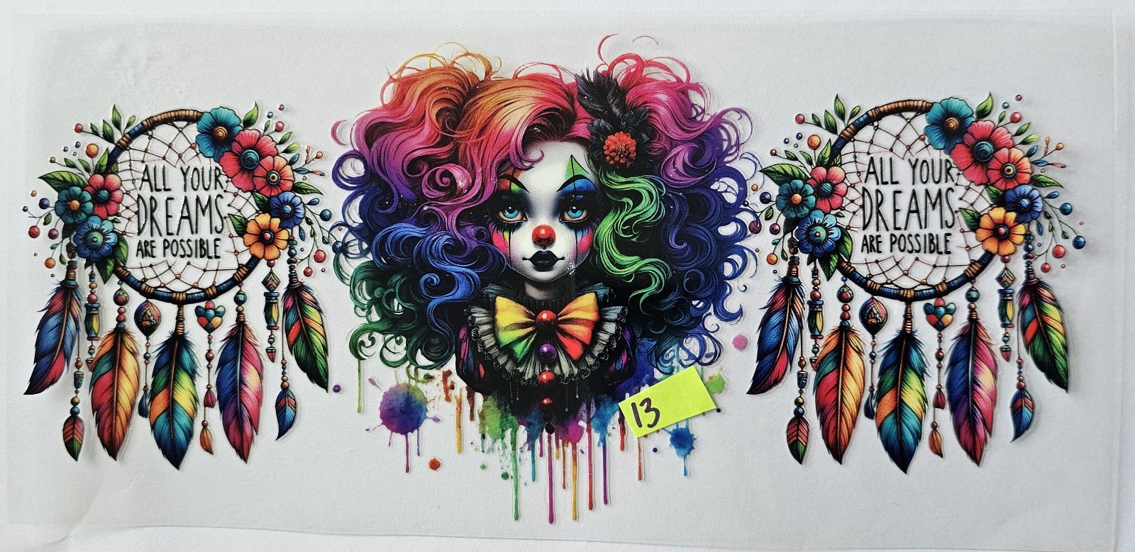 Clown Girl UV DTF cup transfer wraps