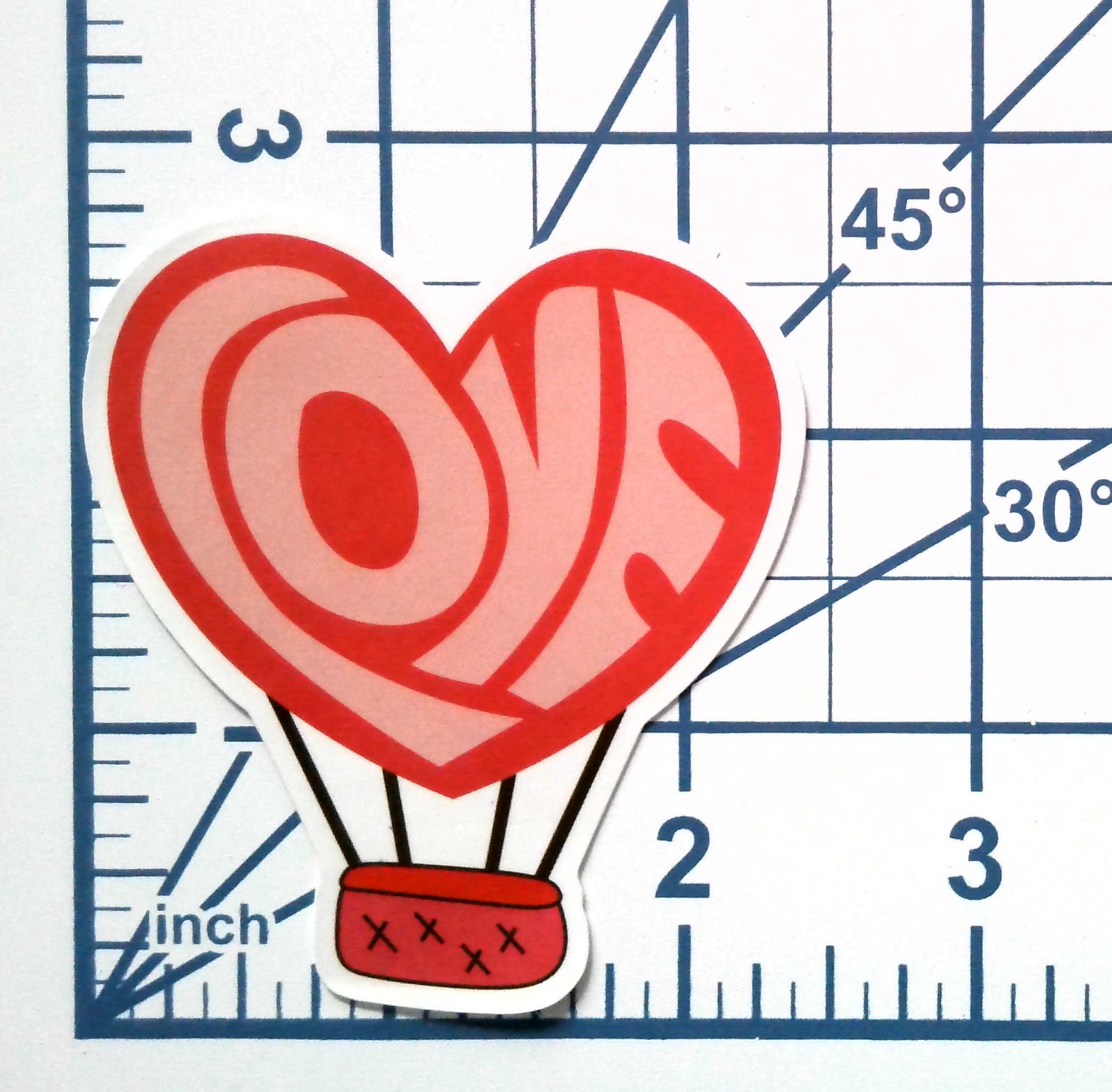 Love Hot Air Balloon Vinyl Sticker Pink Heart Typography Romantic Valentine Art