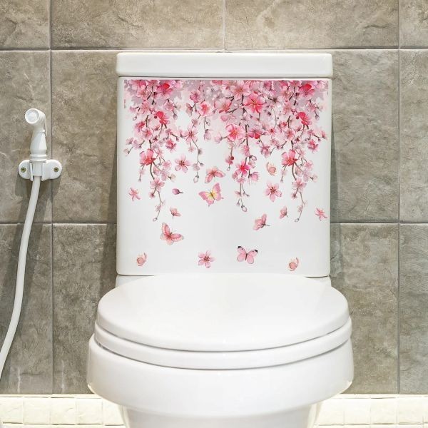 Bathroom Toilet Seat Lid Decal Butterfly Flower Wall Sticker Vinyl Home Decor