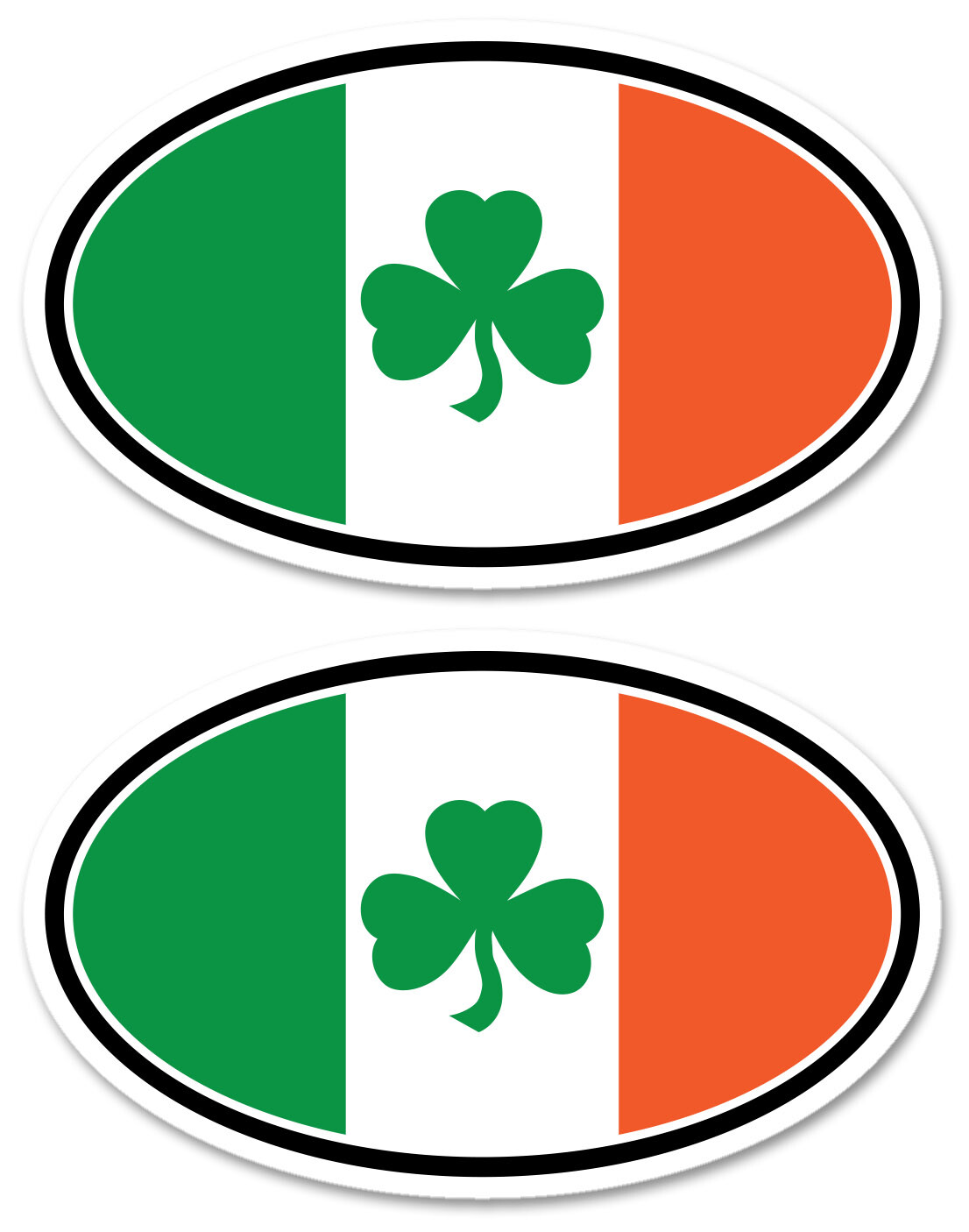 TriColor Shamrock Oval Flag Double Ireland Irish Decal Sticker