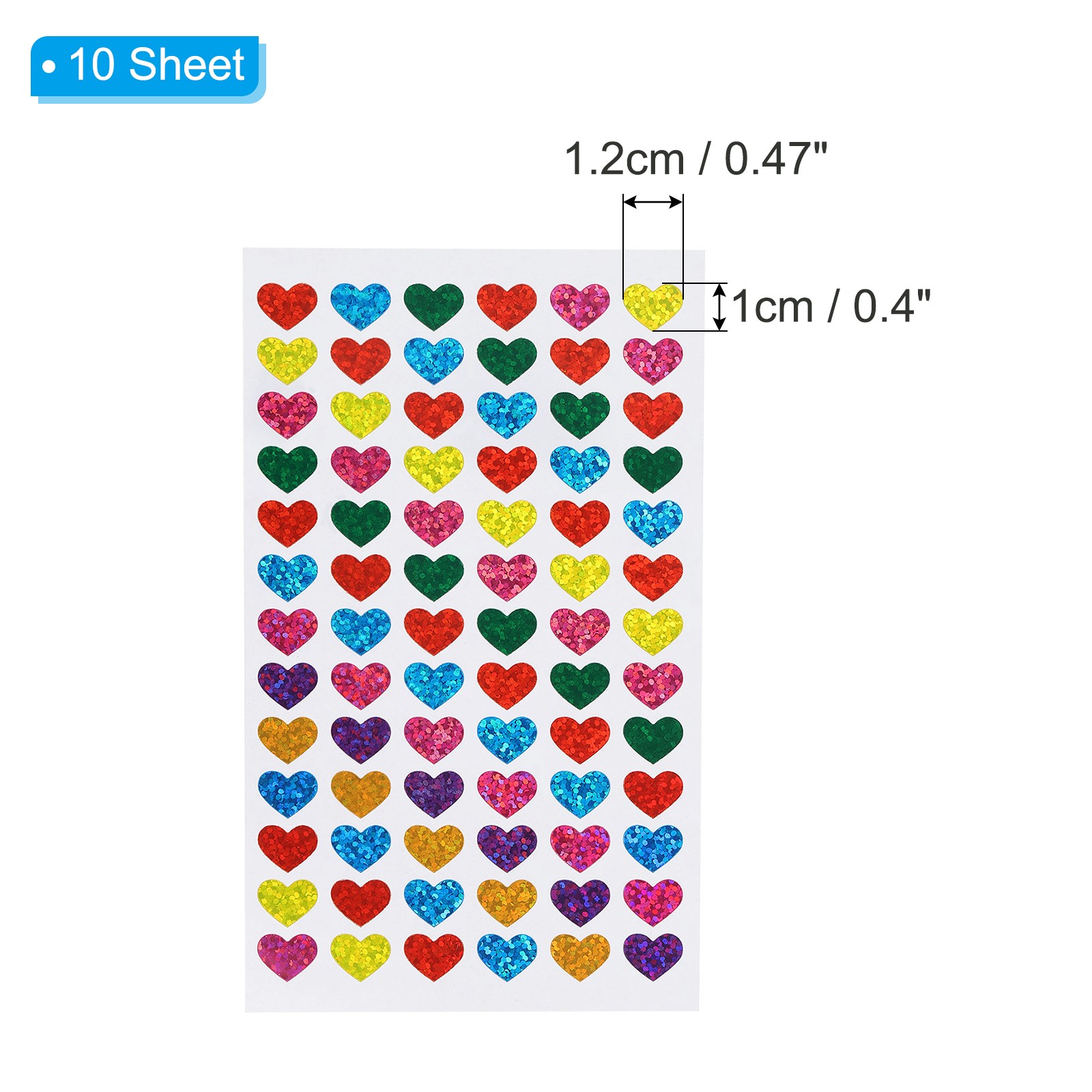 Heart Stickers 0.5 Inch, 10 Sheets Self Adhesive Heart Shaped Sticker Decals