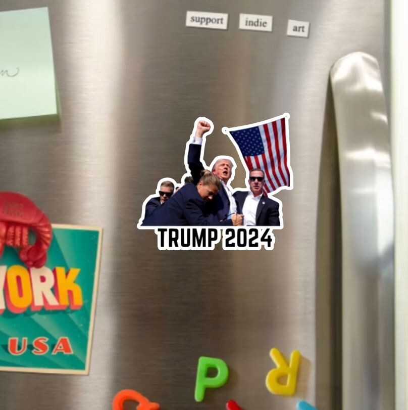 Trump 2024 Assassination Attempt Die Cut Glossy Fridge Magnet