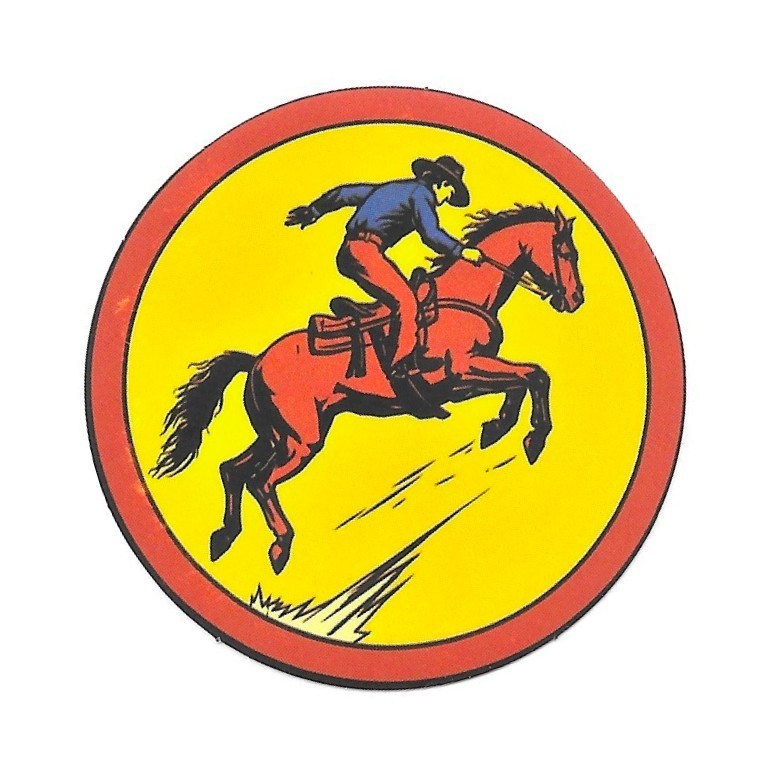 Vintage Cowboy Bucking Horse Vinyl Sticker Retro Western Rodeo Circular Decal