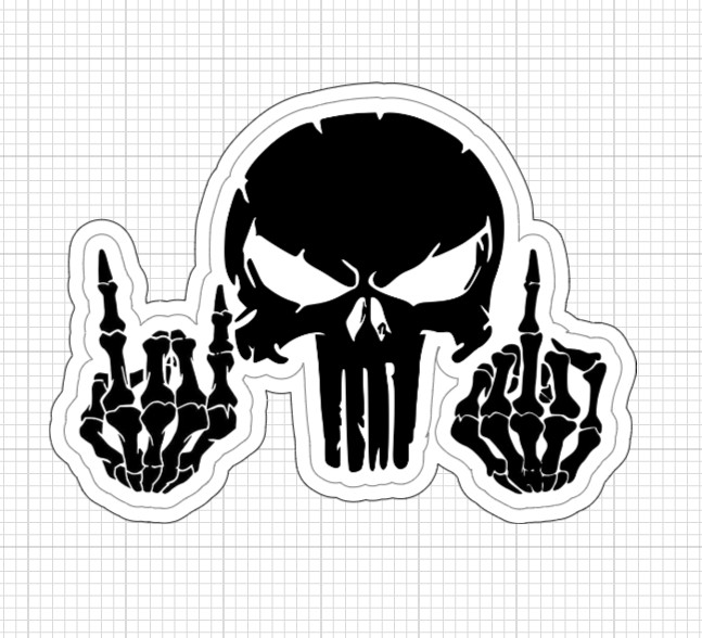 (2) Punisher Skull Sticker Skeleton Middle Finger Rock On Funny Tactical Vinyl