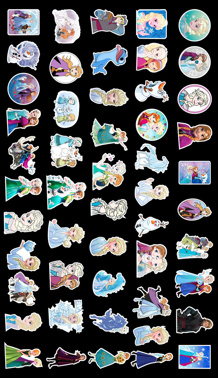50 Pcs Stickers Disney Frozen Anna Elsa Luggage Car Phone Fridge Bottle Vinyl