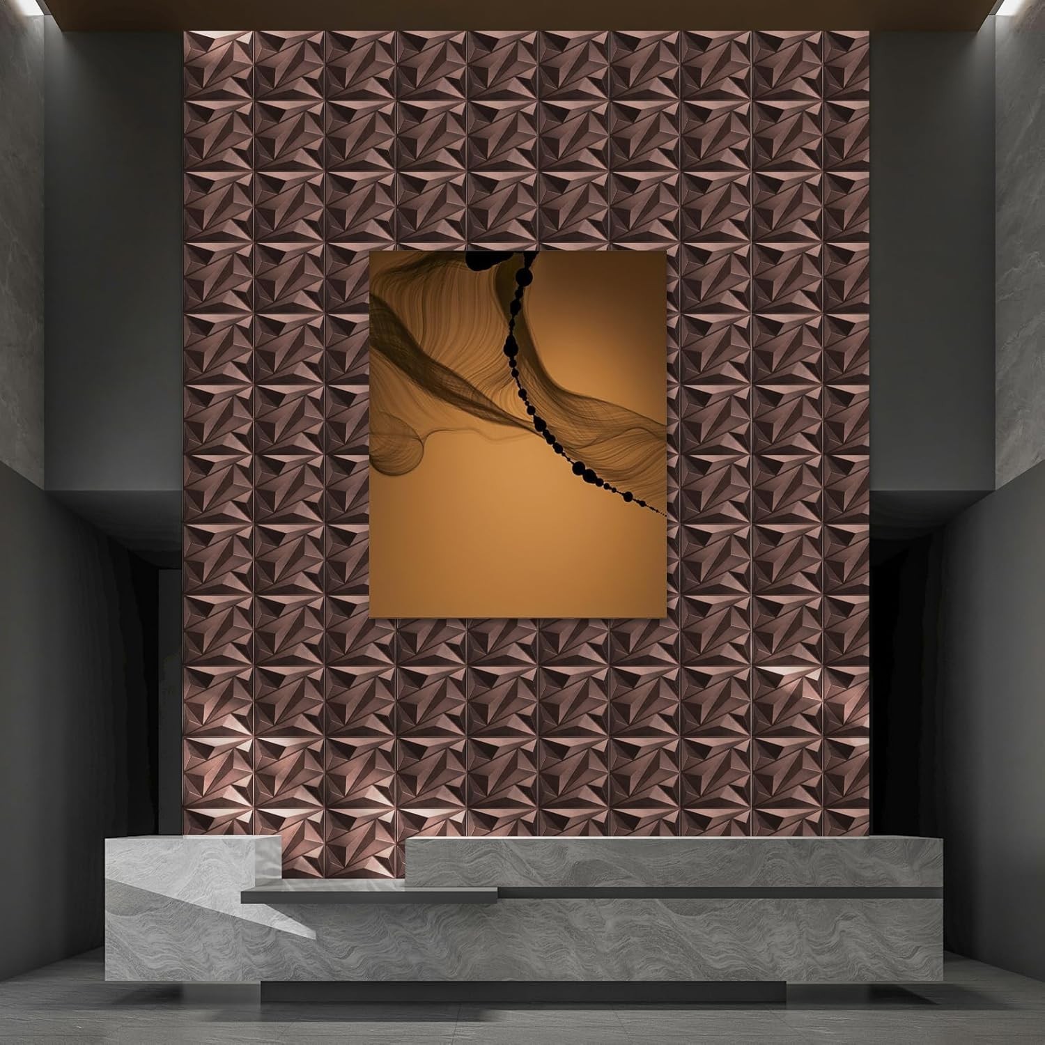Durable Antique Copper 33-Pack 3D Textured Wall Panels – 32 Sq.Ft. Coverage