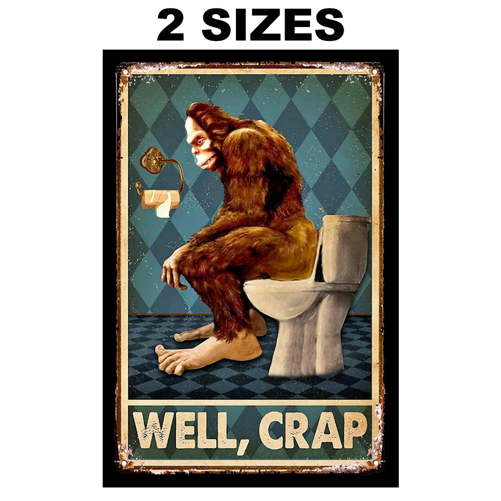 Bathroom Sign Sticker Gorilla Oh Crap Funny Restroom Vintage Replica