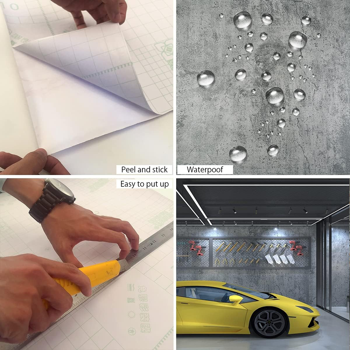 Gray Cement Contact Paper Matte Thick 16X708 Inch Grey Concrete Peel Stick