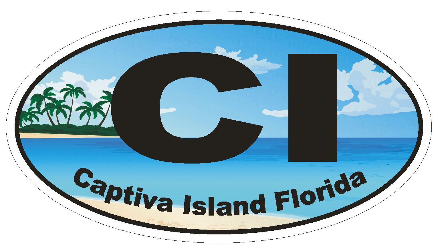 Captiva Island Florida Oval Bumper Sticker or Helmet Sticker D1139