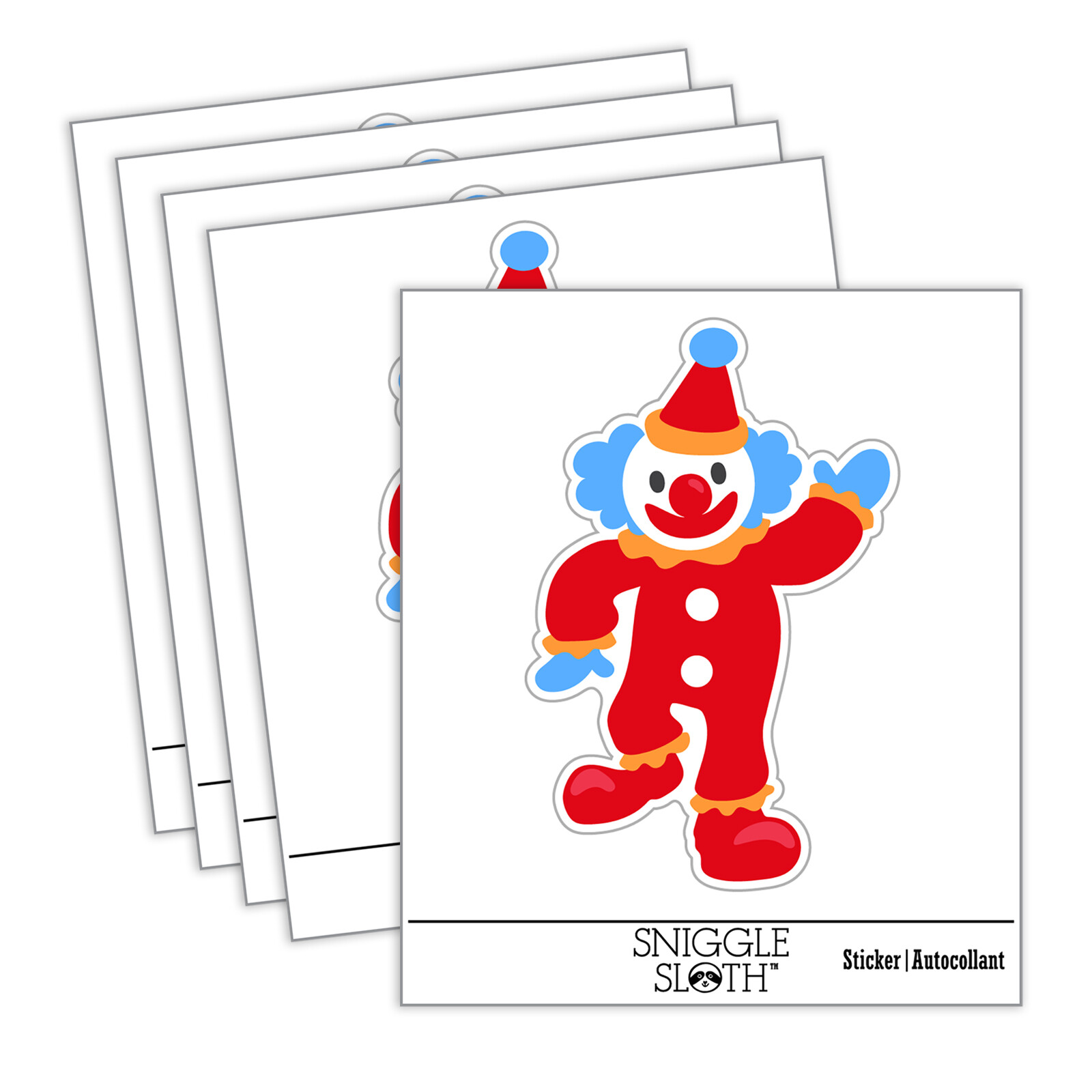 Waving Clown Circus Carnival Laptop Water Bottle Car Window Sticker 5 Pack