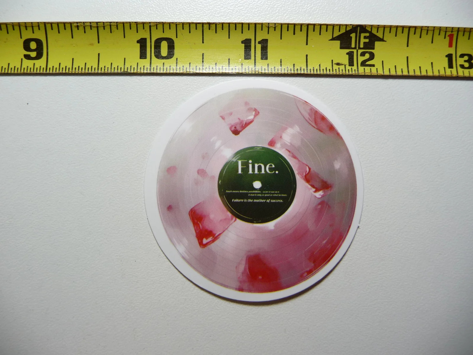 VINYL RECORD STYLE SMALL STICKER DECAL LP DJ FAILURE MOTHER SUCCESS MUSIC