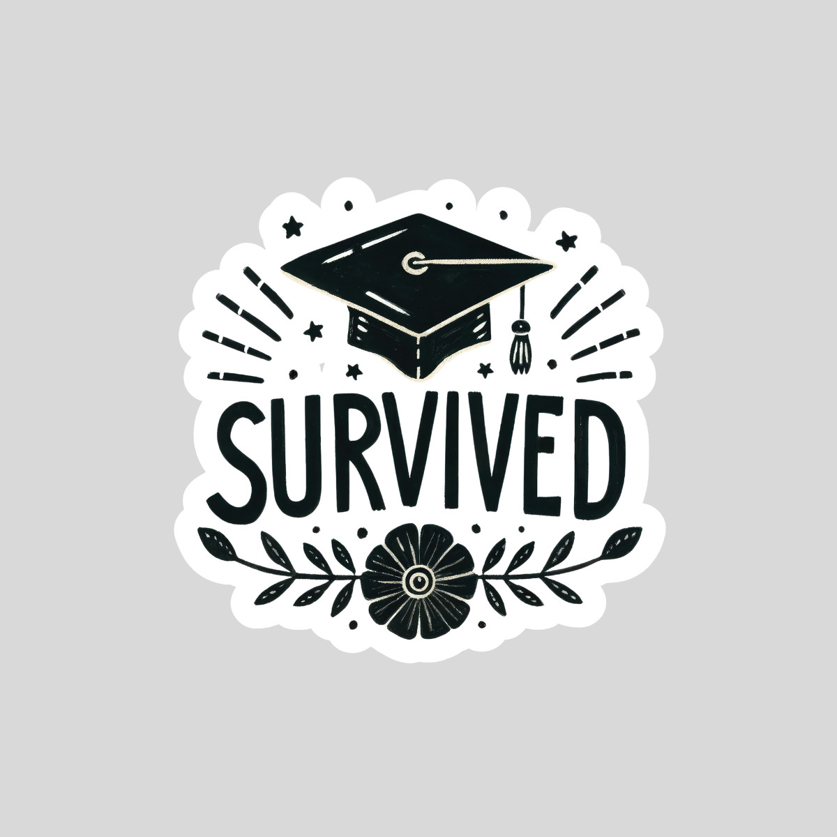 Humor Graduation Fun Quote I Survived Graduated Laptop Car Bumper Vinyl Sticker