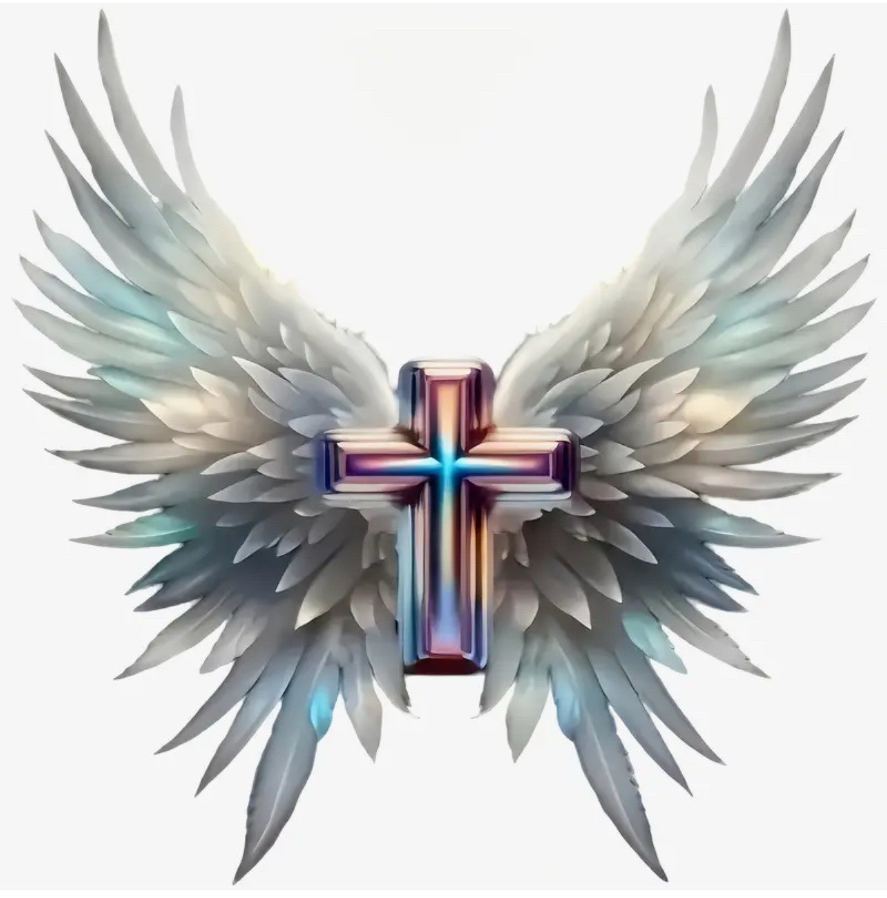 PRISM Cross Wings Angel Vinyl Decal Sticker 3” Christian Religious God Jesus