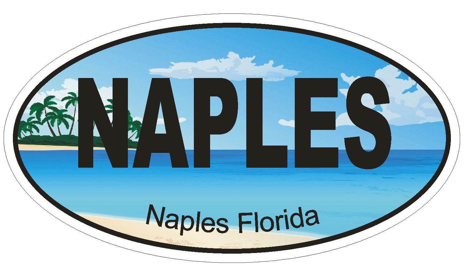 Naples Florida Oval Bumper Sticker or Helmet Sticker D1252 Euro Oval