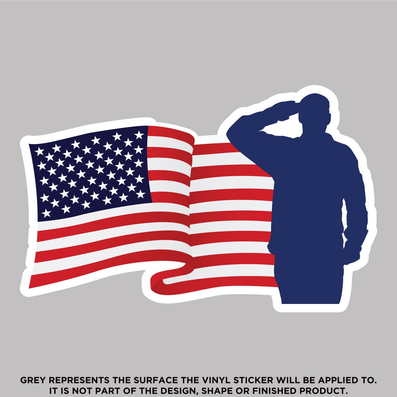 American Flag With Soldier Saluting, High Quality Vinyl Stickers