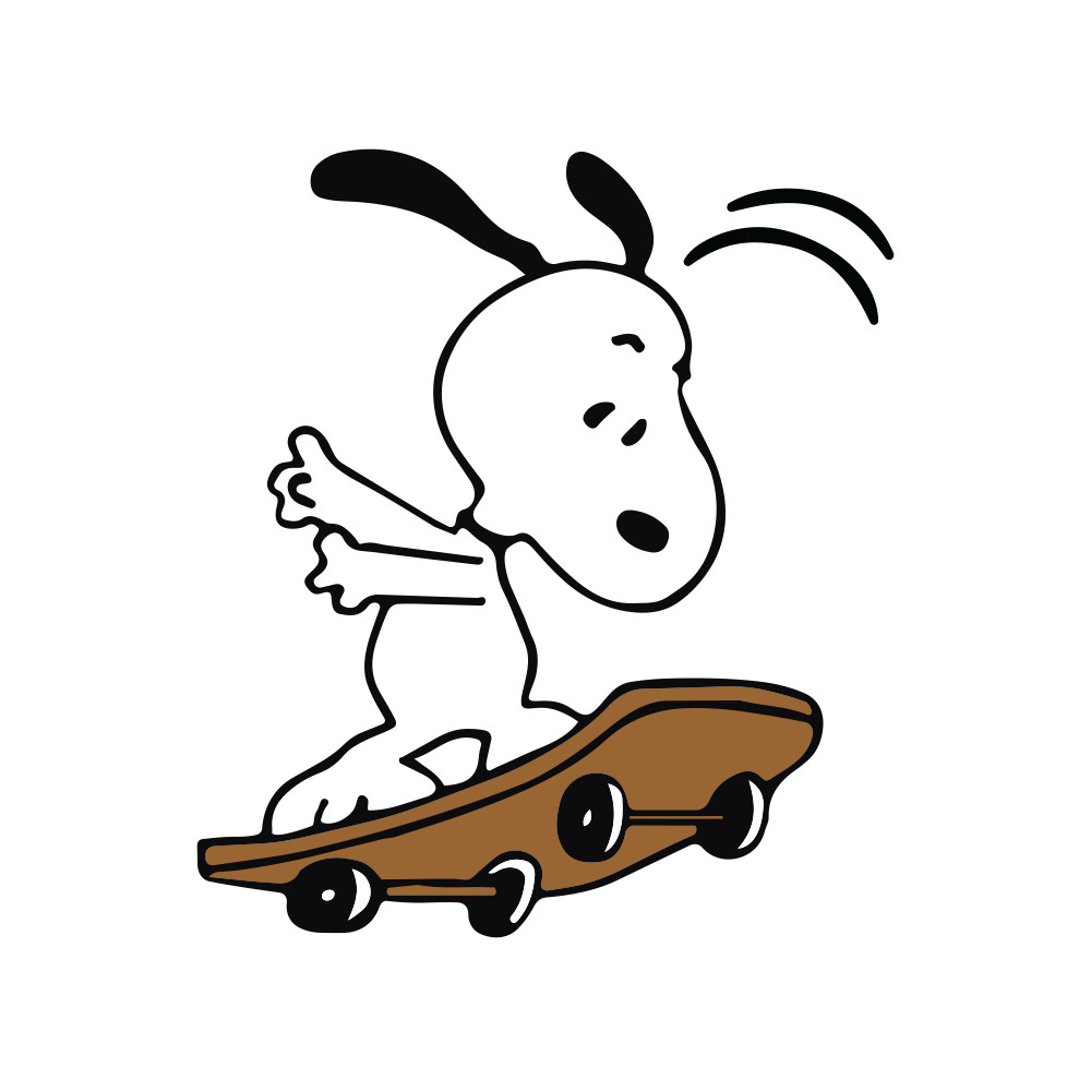 Peanuts Snoopy playing with a skateboard, cute and fun sticker 4″W x 4.5″H