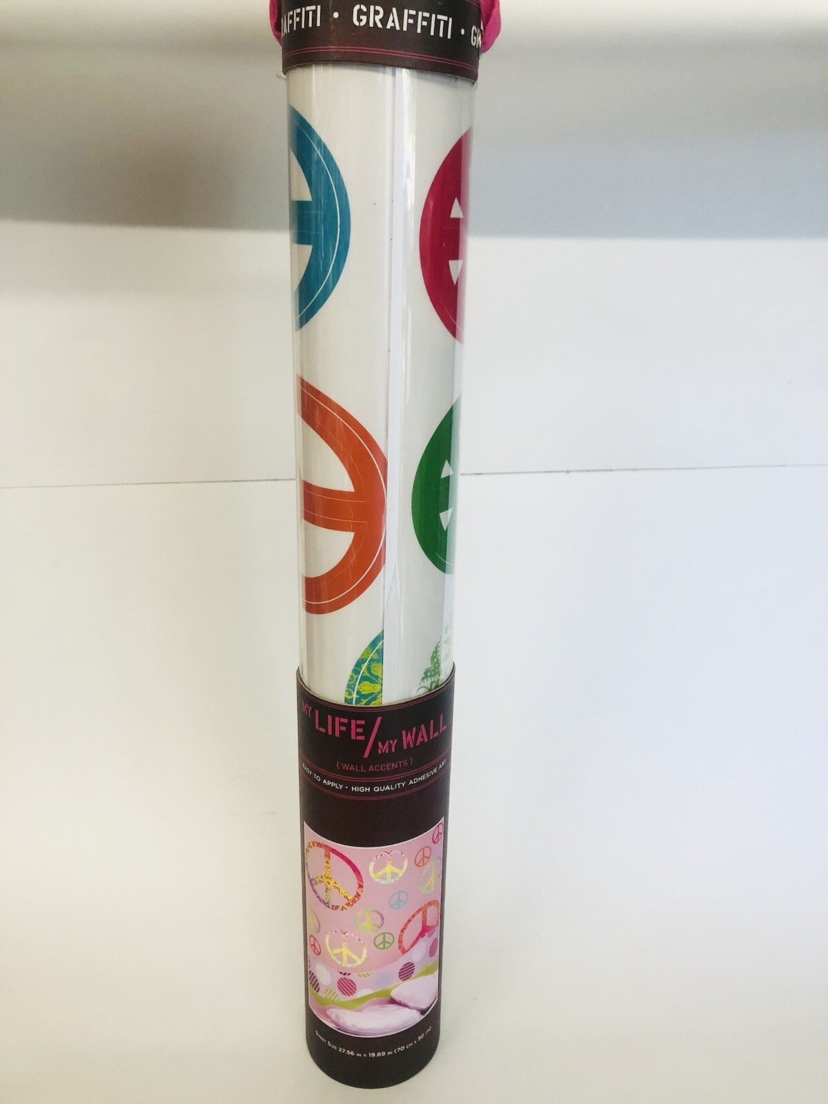 DCWV Decal Wall Art Peace Signs, Girls pink room, Peel-Stick, Multicolor